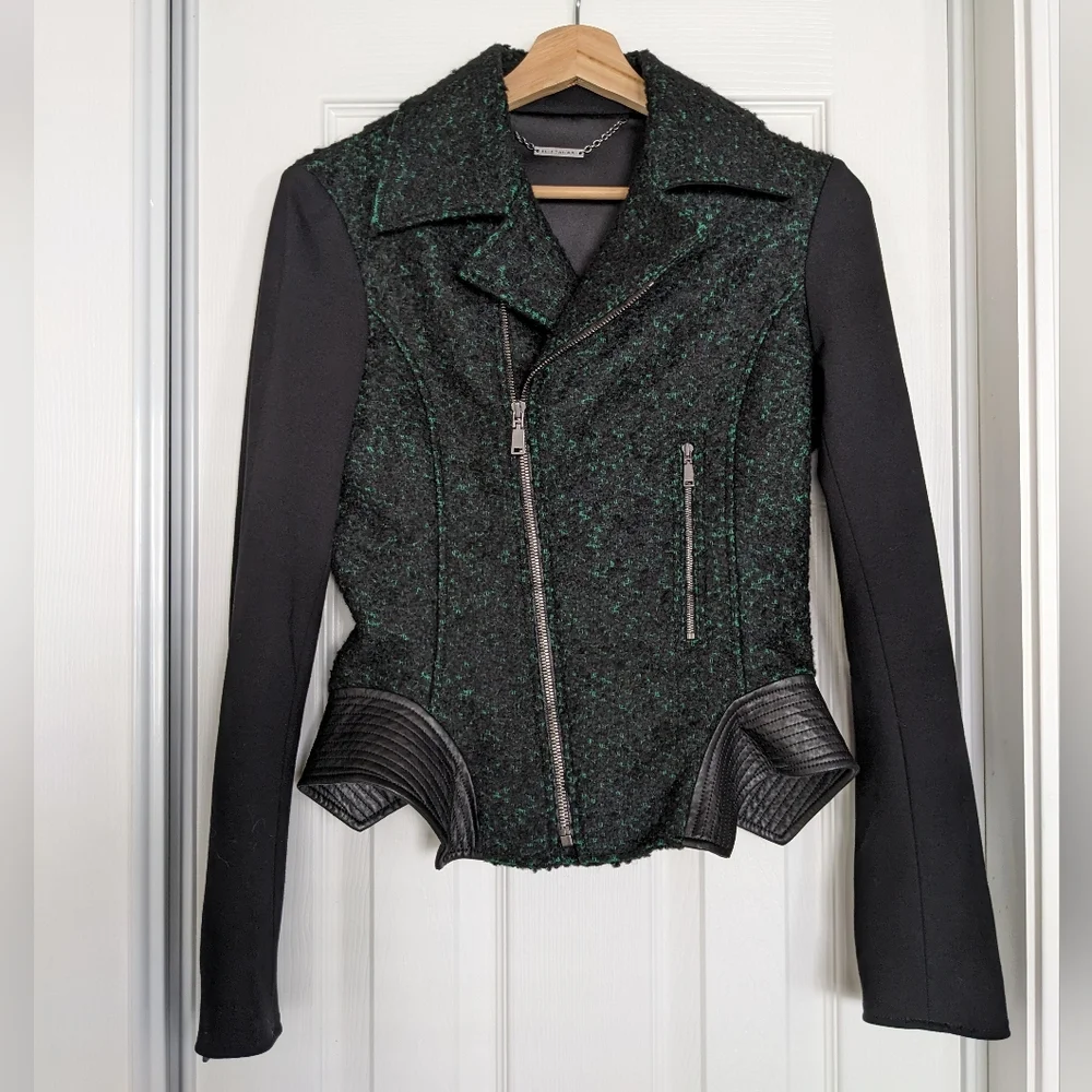 Elie Tahari Francis leather and tweed jacket - Picture 1 of 12